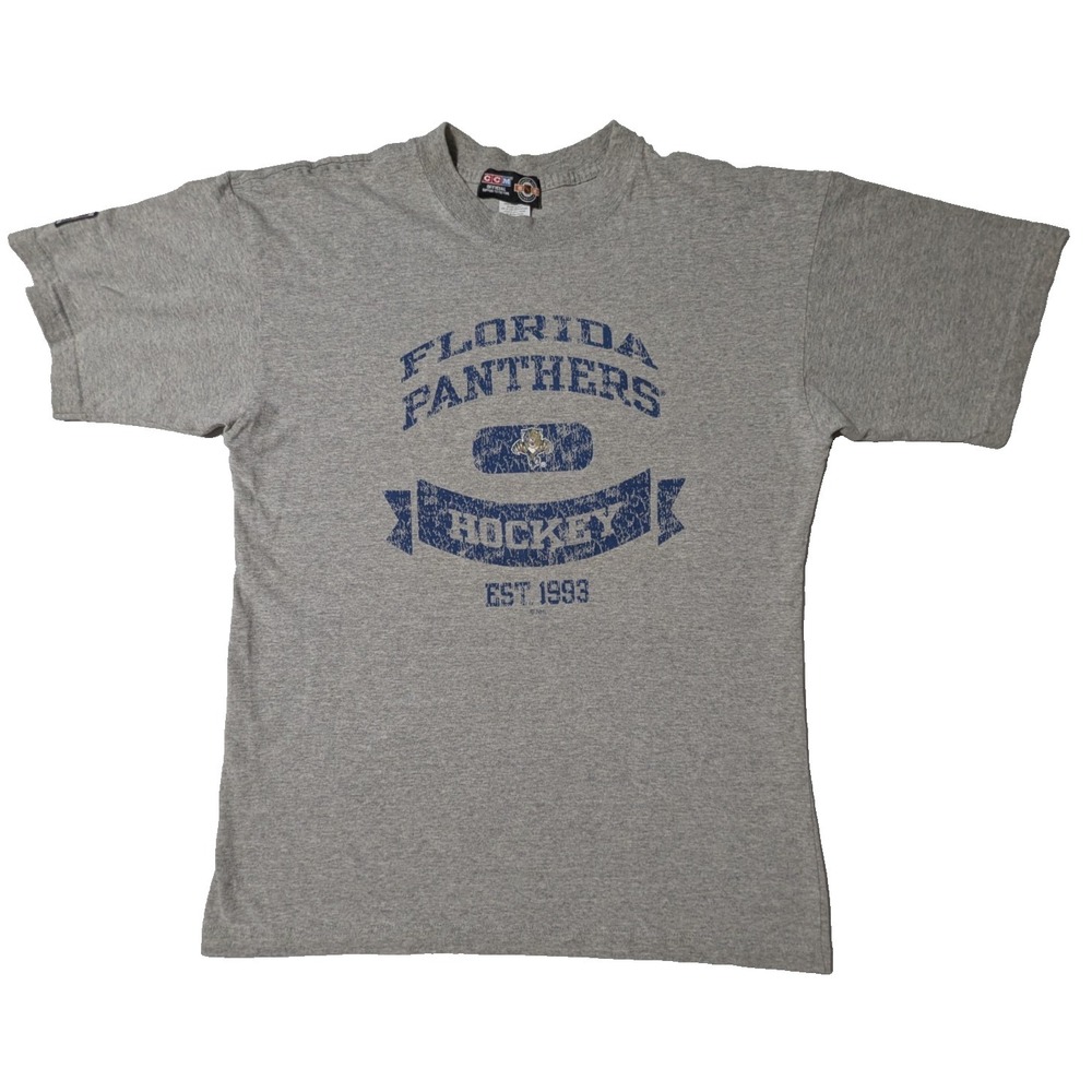 VTG CCM x Florida Panthers Hockey NHL Center Ice Heather Gray T-Shirt - Men‎ 2XL